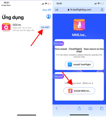 Cách tải xuống và cài đặt MMlive cho điện thoại iphone testfight